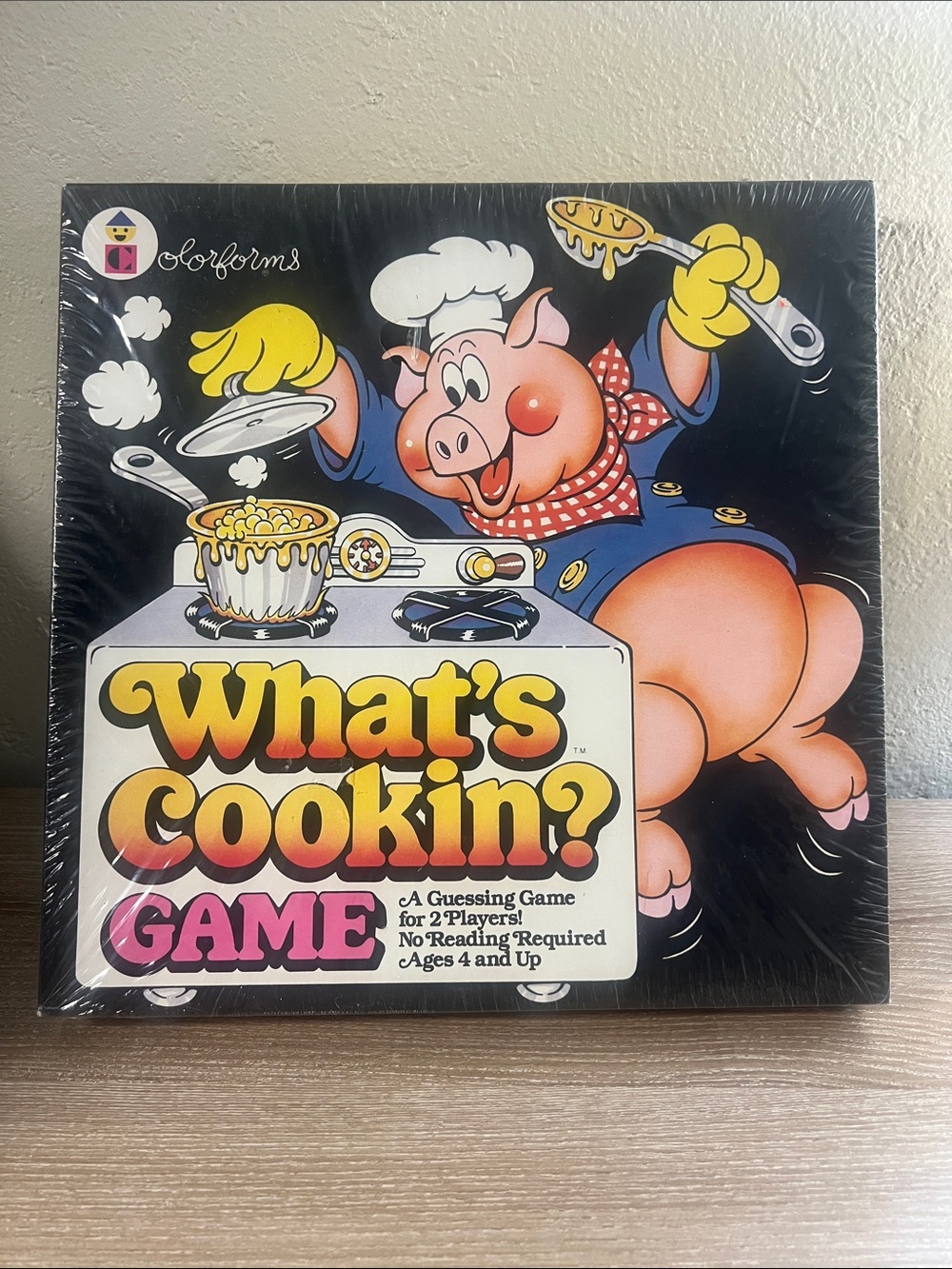 Vintage What's Cookin? Colorforms Guessing Board Game New in Box Never Opened